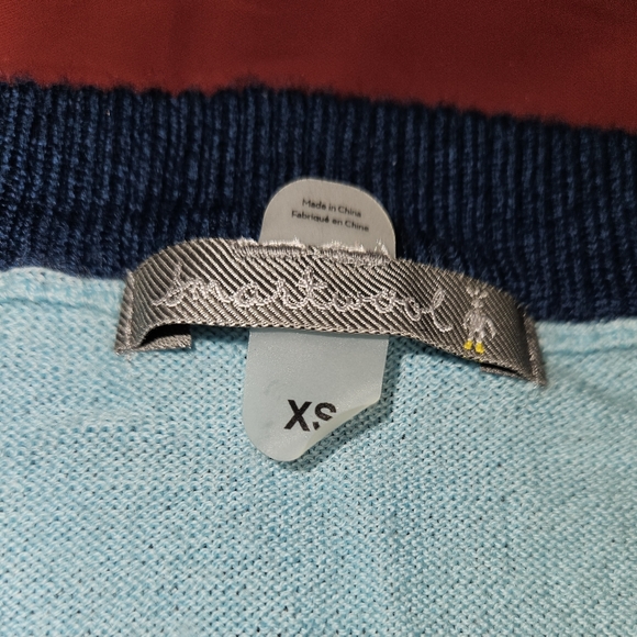 SmartWool Sweater V-Nk Ribbed Trim szXS E.U.C. Lt&Dk Blu/Grn Soft & LtWt - Picture 3 of 6